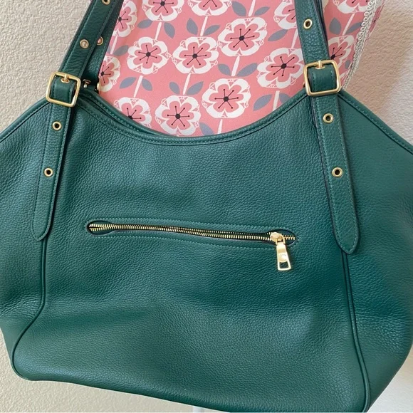Coach Dark Green Leather Shoulder Bag - Picture 2 of 6